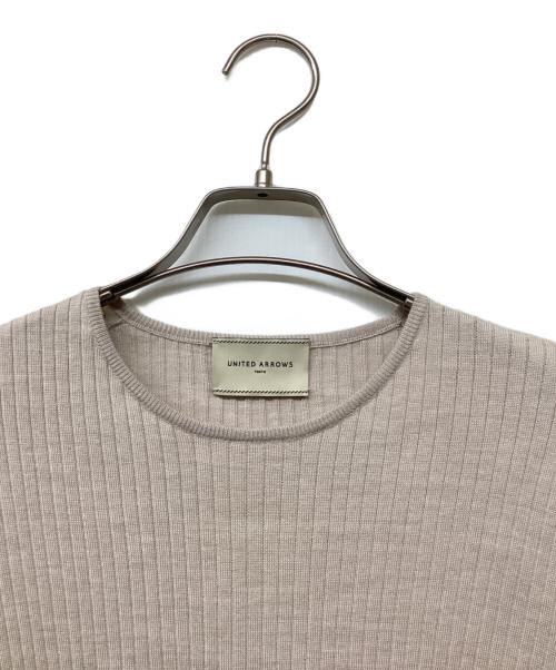 UNITED ARROWS（ユナイテッドアローズ）UNITED ARROWS (ユナイテッドアローズ) リブ クルーネック ニット ベージュ サイズ:Freeの古着・服飾アイテム