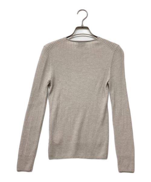 UNITED ARROWS（ユナイテッドアローズ）UNITED ARROWS (ユナイテッドアローズ) リブ クルーネック ニット ベージュ サイズ:Freeの古着・服飾アイテム