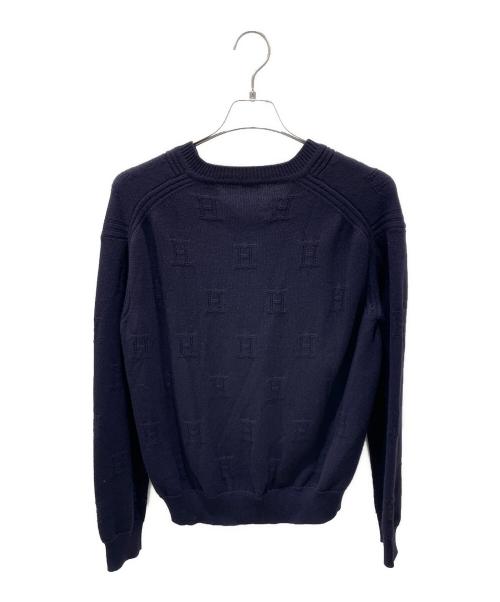 HERMES（エルメス）HERMES (エルメス) ヴォヤージュ H柄 Vネックニット ネイビー サイズ:38の古着・服飾アイテム