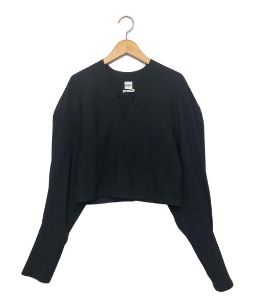 BOWTE（バウト）BOWTE (バウト) Vネック クロップド ブラウス ブラック サイズ:不明の古着・服飾アイテム