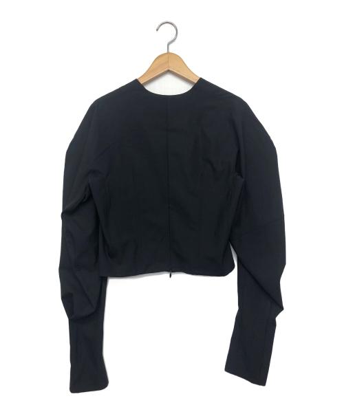 BOWTE（バウト）BOWTE (バウト) Vネック クロップド ブラウス ブラック サイズ:不明の古着・服飾アイテム