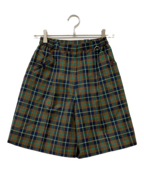 Christian Dior Sports（クリスチャン ディオールスポーツ）Christian Dior Sports (クリスチャン ディオールスポーツ) ヴィンテージウールブレンドチェックタックショートパンツ ブラウン サイズ:Mの古着・服飾アイテム