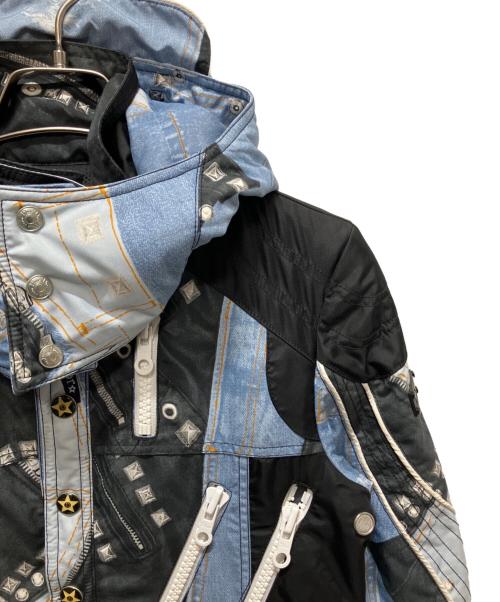 Christian Dior（クリスチャン ディオール）Christian Dior (クリスチャン ディオール) デニム転写プリントライダースコート/2001aw/アーカイブ インディゴ サイズ:40の古着・服飾アイテム