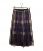 CB CRESTBRIDGEシービークレストブリッジ）の古着「クレストブリッジチェックチュールレイヤードスカート」｜ネイビー