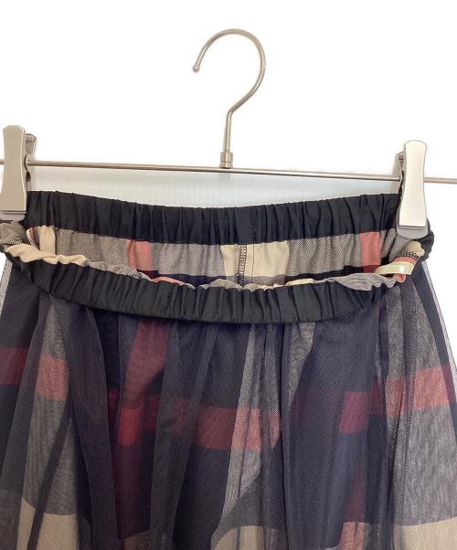 CB CRESTBRIDGE（シービークレストブリッジ）CB CRESTBRIDGE (シービークレストブリッジ) クレストブリッジチェックチュールレイヤードスカート ネイビー サイズ:Sの古着・服飾アイテム