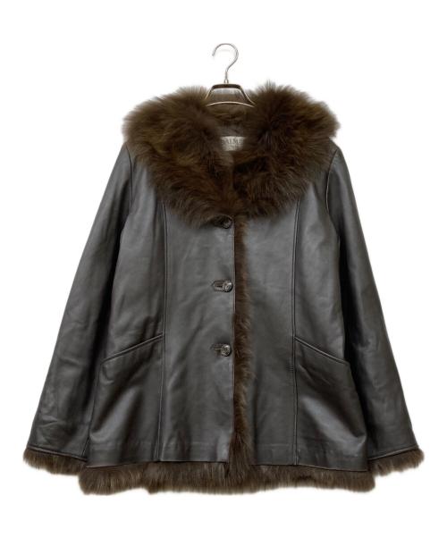 BALMAIN（バルマン）BALMAIN (バルマン) フォックス ラムレザーコート ブラウン サイズ:13の古着・服飾アイテム