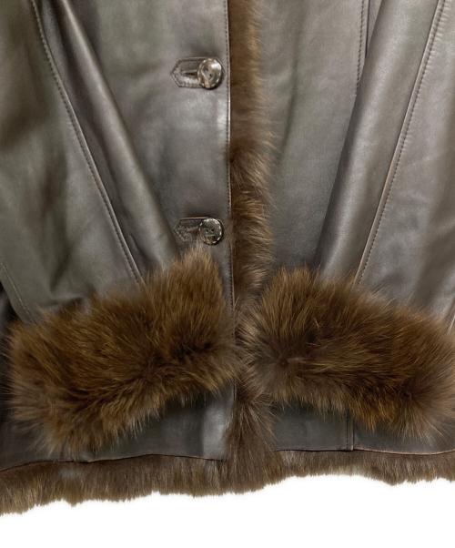 BALMAIN（バルマン）BALMAIN (バルマン) フォックス ラムレザーコート ブラウン サイズ:13の古着・服飾アイテム