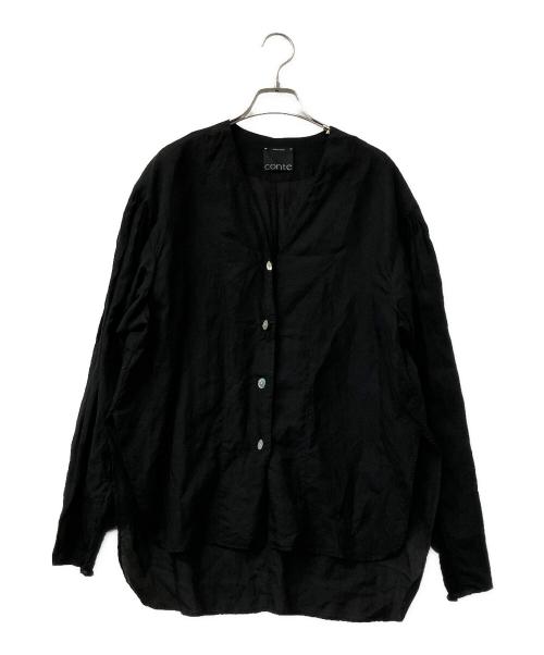 Conte（コンテ）Conte (コンテ) シアー Vネックブラウス ブラック サイズ:FREEの古着・服飾アイテム