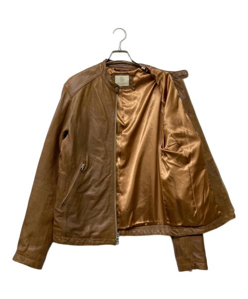 BEAUTY&YOUTH（ビューティーアンドユース）BEAUTY&YOUTH (ビューティーアンドユース) シープスキンシングルレザーライダースジャケット ブラウン サイズ:Lの古着・服飾アイテム