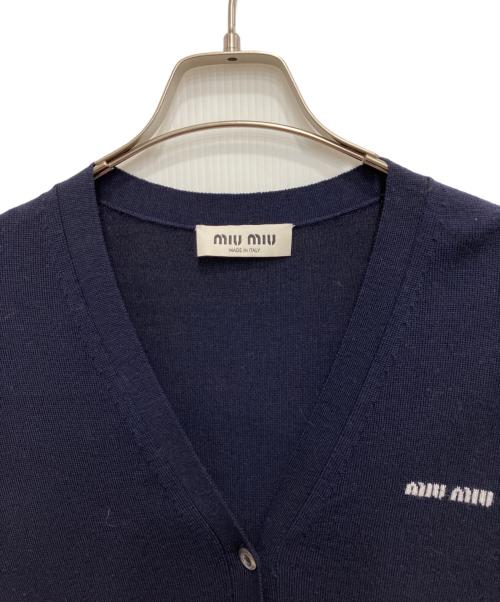 MIU MIU（ミュウミュウ）MIU MIU (ミュウミュウ) ロゴウールニットベスト ネイビー サイズ:42の古着・服飾アイテム