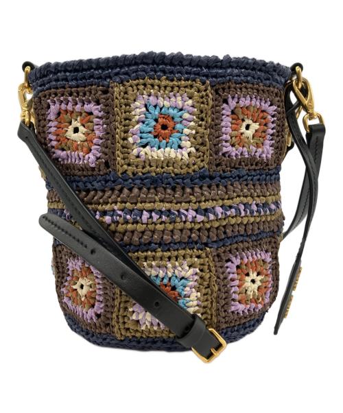 MIU MIU（ミュウミュウ）MIU MIU (ミュウミュウ) ラフィアクロシェショルダーバッグ マルチカラーの古着・服飾アイテム