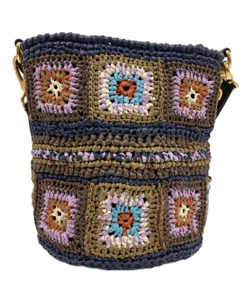 MIU MIU（ミュウミュウ）MIU MIU (ミュウミュウ) ラフィアクロシェショルダーバッグ マルチカラーの古着・服飾アイテム