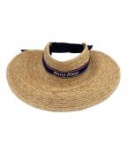 MIU MIUミュウミュウ）の古着「Embroidered Raffia Visor」｜ネイビー×ブラウン