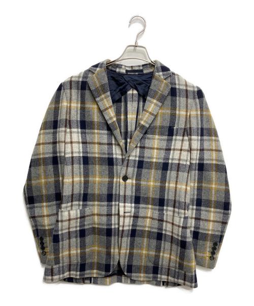 BLACK LABEL CRESTBRIDGE（ブラックレーベル クレストブリッジ）BLACK LABEL CRESTBRIDGE (ブラックレーベル クレストブリッジ) チェックテーラードジャケット グレー サイズ:Lの古着・服飾アイテム