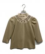 Ameriアメリ）の古着「CUT OUT SHEER COLLAR TOP」｜ベージュ