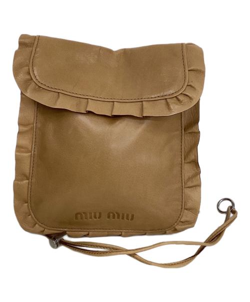 MIU MIU（ミュウミュウ）MIU MIU (ミュウミュウ) 90ｓアーカイブフリルレザーショルダーポーチ ベージュ サイズ:下記参照の古着・服飾アイテム