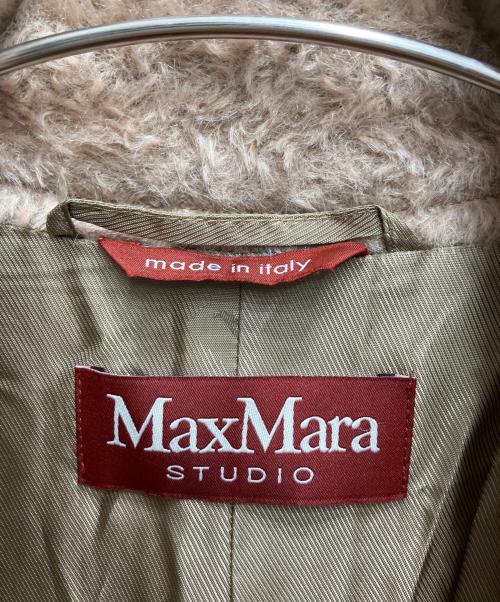Max Mara Studio（マックスマーラ ストゥディオ）Max Mara Studio (マックスマーラ ストゥディオ) ボタンレスベルテッドチェスターコート TIGER ベージュ サイズ:36の古着・服飾アイテム