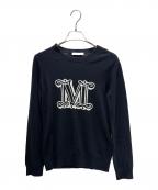 MaxMaraマックスマーラ）の古着「カシミヤMロゴセーター PAMIR 2313662133」｜ブラック ネロ＋ビアンコ