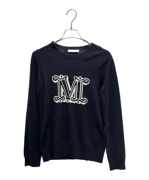 MaxMara（マックスマーラ）MaxMara (マックスマーラ) カシミヤMロゴセーター PAMIR 2313662133 ブラック ネロ＋ビアンコ サイズ:Sの古着・服飾アイテム