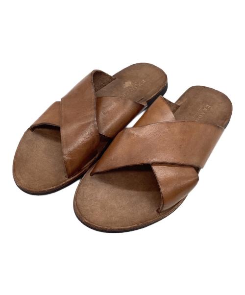 brador（ブラドール）brador (ブラドール) クロスレザーサンダル　BRADOR ブラウン サイズ:SIZE 24.5cmの古着・服飾アイテム