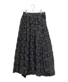 LOISIR（ロワズィール）の古着「サークルフラワーカットジャカードタックギャザースカート」｜ブラック