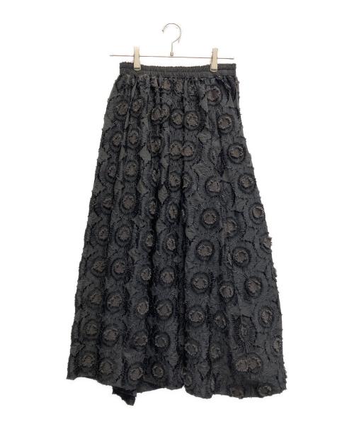 LOISIR（ロワズィール）LOISIR (ロワズィール) サークルフラワーカットジャカードタックギャザースカート ブラック サイズ:FREE 未使用品の古着・服飾アイテム