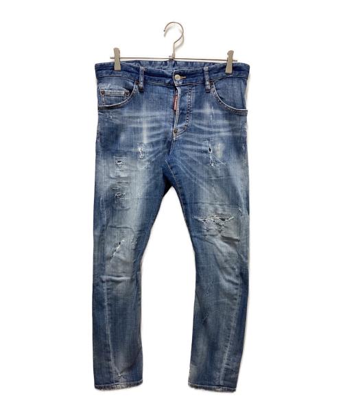 DSQUARED2（ディースクエアード）DSQUARED2 (ディースクエアード) ダメージ加工ボタンフライデニムパンツ ブルー サイズ:44の古着・服飾アイテム