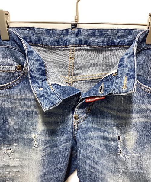 DSQUARED2（ディースクエアード）DSQUARED2 (ディースクエアード) ダメージ加工ボタンフライデニムパンツ ブルー サイズ:44の古着・服飾アイテム