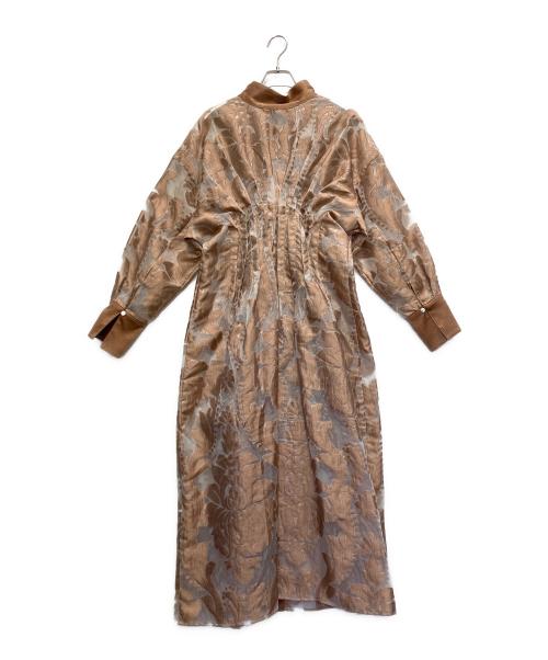 Ameri VINTAGE（アメリヴィンテージ）Ameri VINTAGE (アメリヴィンテージ) UND SHEER JACQUARD TUCK DRESS ブラウン サイズ:Sの古着・服飾アイテム