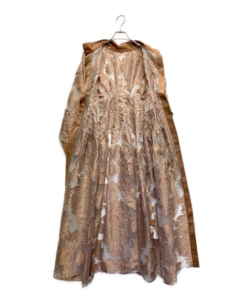 Ameri VINTAGE（アメリヴィンテージ）Ameri VINTAGE (アメリヴィンテージ) UND SHEER JACQUARD TUCK DRESS ブラウン サイズ:Sの古着・服飾アイテム