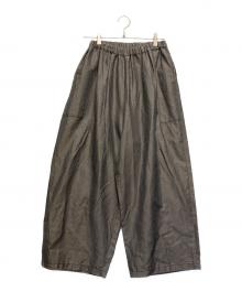 homspun（ホームスパン）の古着「wool linen ワイドギャザーパンツ」｜ブラウン