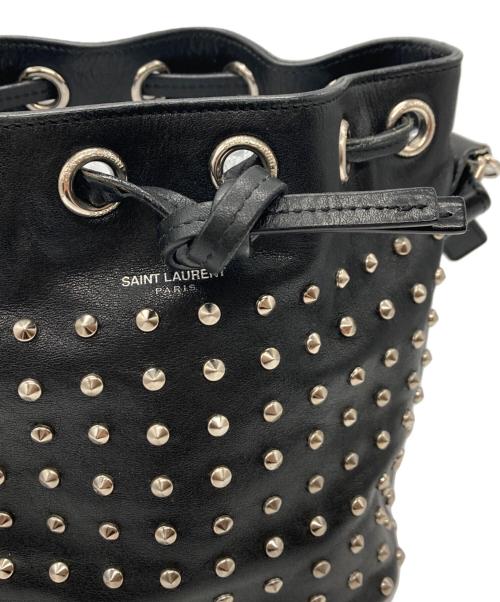 Saint Laurent Paris（サンローランパリ）Saint Laurent Paris (サンローランパリ) スタッズ巾着バッグ ブラックの古着・服飾アイテム