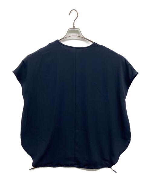 O wau no（O WAU NO）O wau no (O WAU NO) 半袖バルーンブラウス ネイビー サイズ:Mの古着・服飾アイテム
