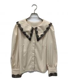HER LIP TO（ハーリップトゥ）の古着「Lace Trimmed Ribbon Collar Blouse」｜ベージュ