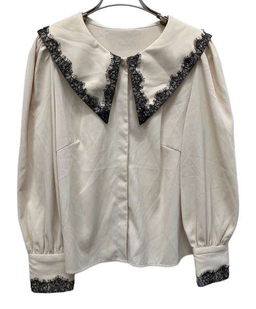 HER LIP TO（ハーリップトゥ）Her lip to (ハーリップトゥ) Lace Trimmed Ribbon Collar Blouse ベージュ サイズ:Mの古着・服飾アイテム