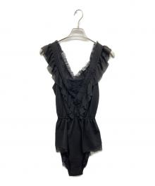 HER LIP TO（ハーリップトゥ）の古着「Maison Lace-Trimmed Playsuit」｜ブラック