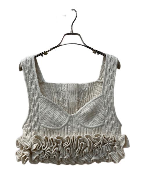 J1U by LA BELLE ETUDE（ジユウバイラベルエチュード）J1U by LA BELLE ETUDE (ジユウバイラベルエチュード) ニッティングパターンボリュームフリルニットビスチェ ベージュ サイズ:FREEの古着・服飾アイテム