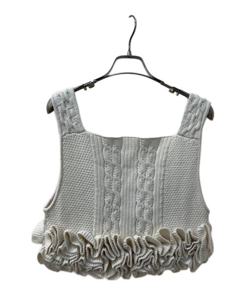 J1U by LA BELLE ETUDE（ジユウバイラベルエチュード）J1U by LA BELLE ETUDE (ジユウバイラベルエチュード) ニッティングパターンボリュームフリルニットビスチェ ベージュ サイズ:FREEの古着・服飾アイテム