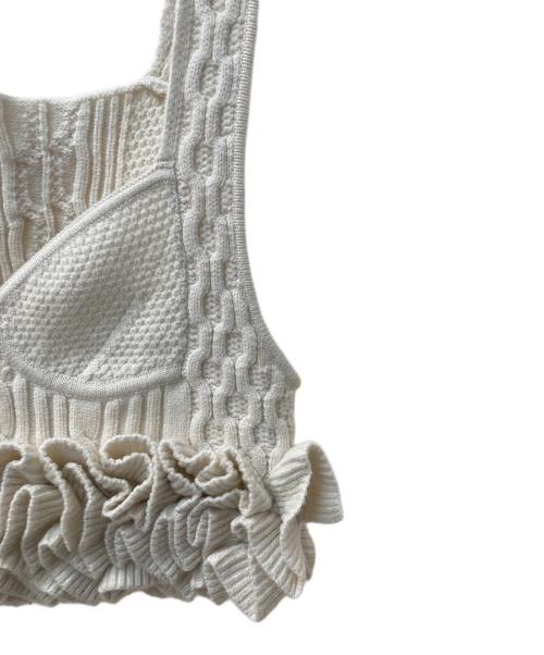 J1U by LA BELLE ETUDE（ジユウバイラベルエチュード）J1U by LA BELLE ETUDE (ジユウバイラベルエチュード) ニッティングパターンボリュームフリルニットビスチェ ベージュ サイズ:FREEの古着・服飾アイテム