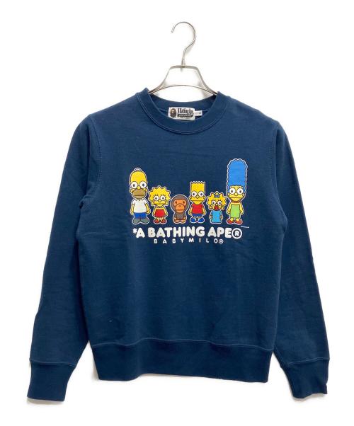 A BATHING APE（ア ベイシング エイプ）A BATHING APE (ア ベイシング エイプ) The Simpsons (ザ シンプソンズ) クルーネックスウェット ネイビー サイズ:Sの古着・服飾アイテム