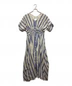 ne quittez pasヌキテパ）の古着「Cotton Voile Stripe Waist Gather Dress」｜ベージュ