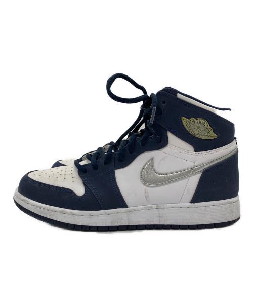 NIKE（ナイキ）NIKE (ナイキ) AIR JORDAN 1 HIGH OG GS ホワイト×ネイビー サイズ:24㎝の古着・服飾アイテム