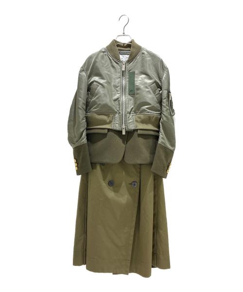 sacai（サカイ）sacai (サカイ) Mixed Media Layered Coat オリーブ サイズ:1の古着・服飾アイテム
