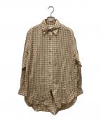 6(ROKU) BEAUTY&YOUTHロク ビューティーアンドユース）の古着「COTTON CHECK CROPPED BD SHIRT」｜ベージュ