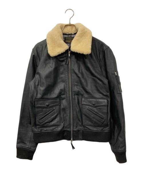 FIGHTING LANCER（ファイティング ランサー）FIGHTING LANCER (ファイティング ランサー) ムートンファー カウレザー ボンバージャケット ブラック サイズ:Lの古着・服飾アイテム