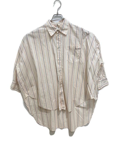 MARNI（マルニ）MARNI (マルニ) ロゴ刺繍ストライプシャツ ベージュ サイズ:38の古着・服飾アイテム