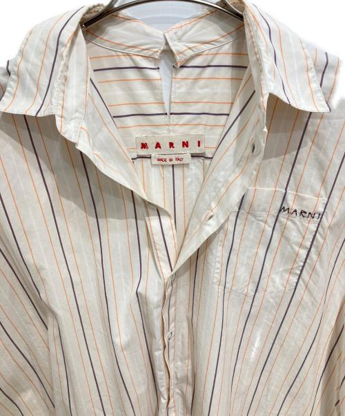 MARNI（マルニ）MARNI (マルニ) ロゴ刺繍ストライプシャツ ベージュ サイズ:38の古着・服飾アイテム