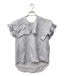 Noble（ノーブル）の古着「ファジーリネンスクエアケープブラウス」｜サックスブルー