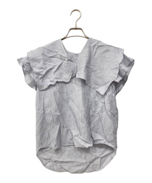 Noble（ノーブル）Noble (ノーブル) ファジーリネンスクエアケープブラウス サックスブルー サイズ:Freeの古着・服飾アイテム