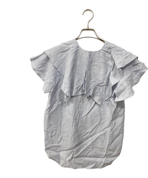 Noble（ノーブル）Noble (ノーブル) ファジーリネンスクエアケープブラウス サックスブルー サイズ:Freeの古着・服飾アイテム